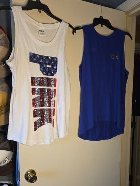 Pink Victoria Secret Sequin Graphic Tank Top